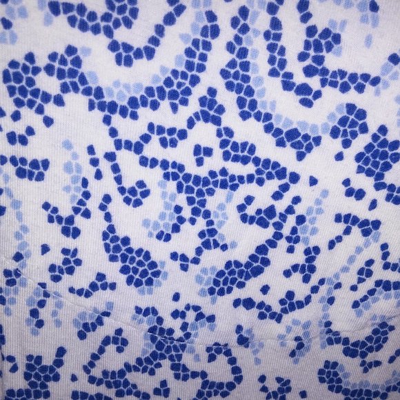 Soma Pajama Top Sleepwear XL Blue White Short Sleeve Geo Button Up Rayon Spandex - Picture 9 of 10